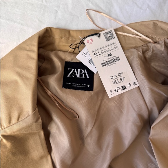Zara Tan Trench Coat with Black Belt - Picture 6 of 7